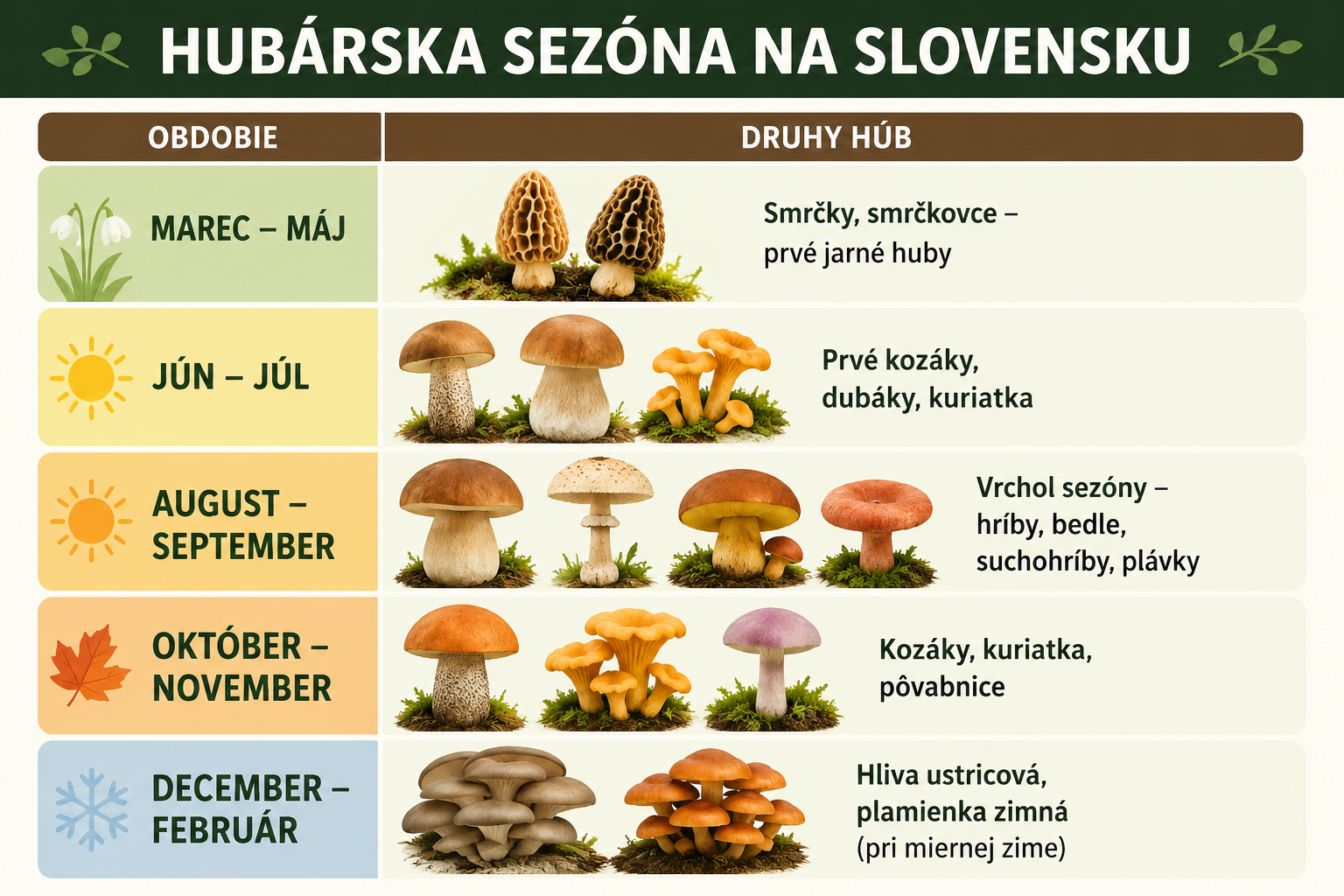 Kedy rastú ktoré huby? 
